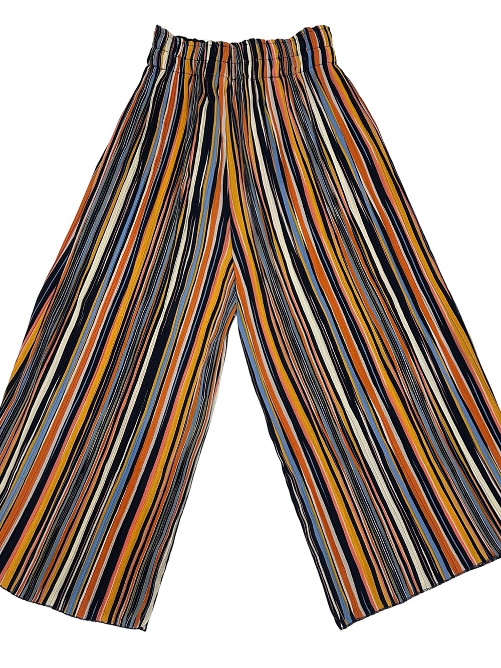 Bershka Womens Multicolor Striped Wide-Leg Pants